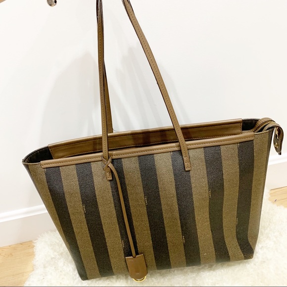 Fendi Handbags - Fendi brown striped tote bag